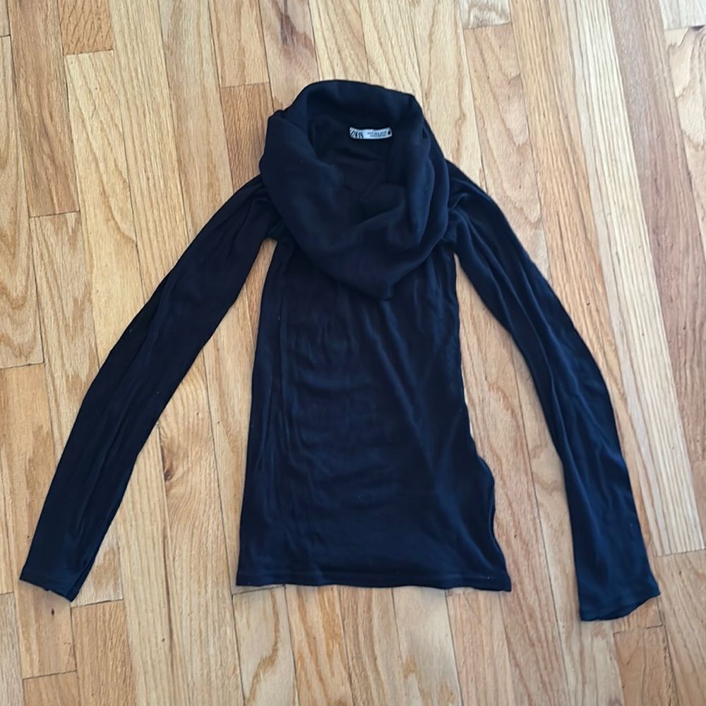 Zara Soft Black Adjustable Neck Top